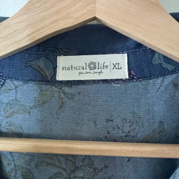 Natural Life Dress Womens XL Blue Floral Boho Relaxed Tiered Peasant Cottage - Picture 4 of 10